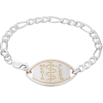 QR Code Figaro Medical ID Bracelet Sterling Silver, , large image number 1